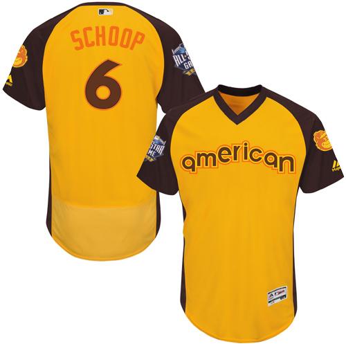 Orioles #6 Jonathan Schoop Gold Flexbase Authentic Collection 2016 All-Star American League Stitched MLB Jersey - Click Image to Close